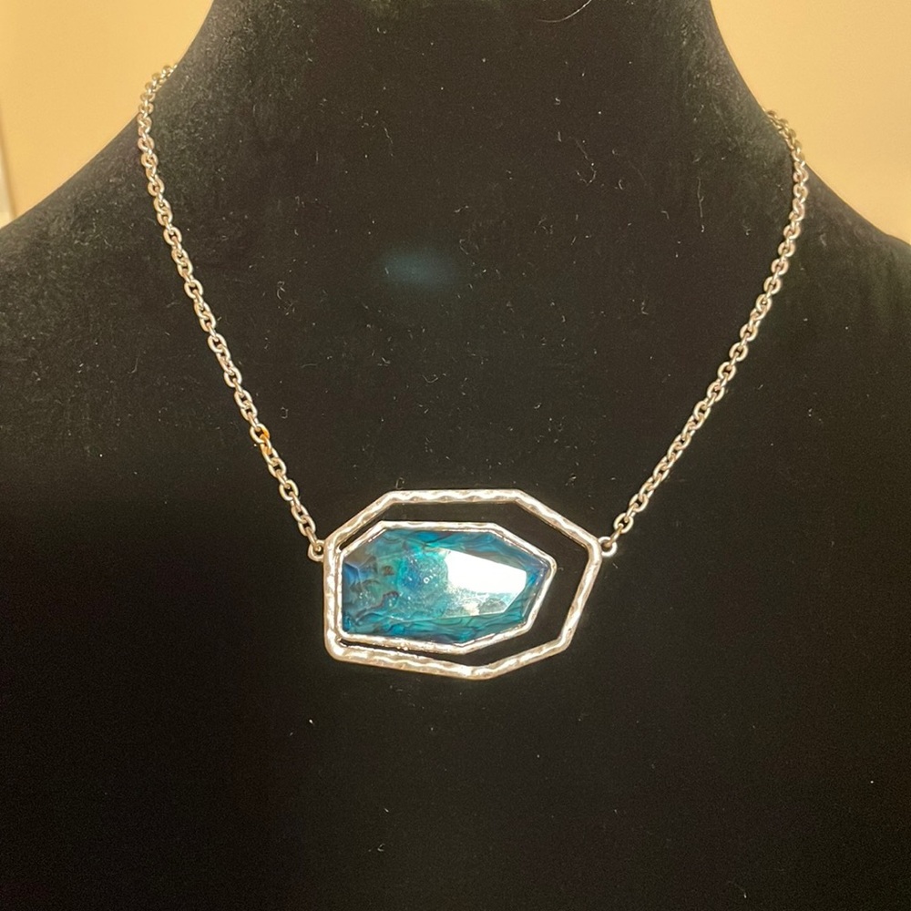 Gem necklace.  Blue green aqua, asymmetrical